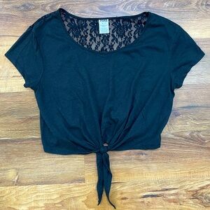 Victoria’s Secret PINK Lace Back Black T-Shirt size XS